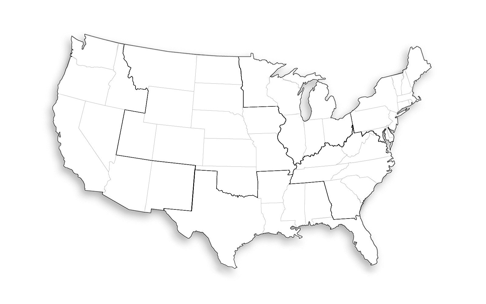 U.S.A outlined map